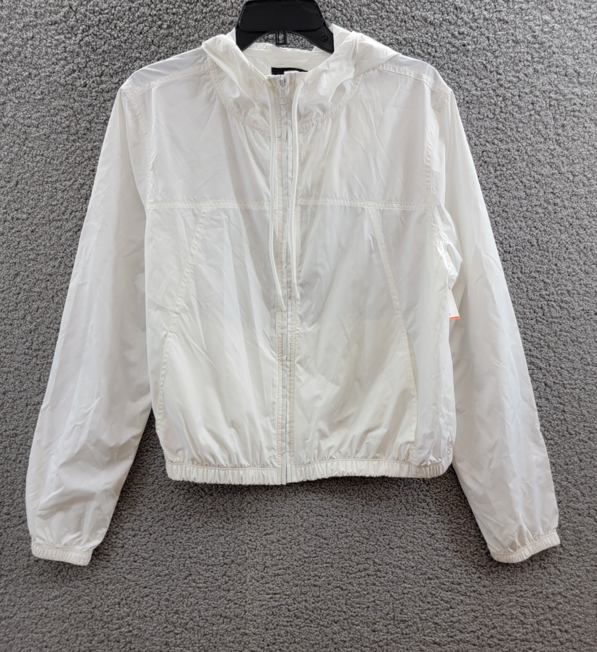 AQUA Athletic Cropped Windbreaker Jacket Women's Large White Front Zip Closure - Picture 2 of 19