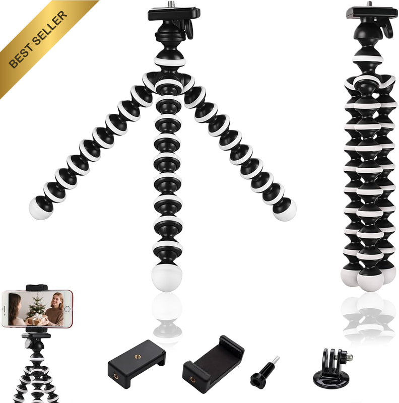 Octopus Tripod, Flexible Phone Tripod & Camera Tripod with Universal Holder, Com