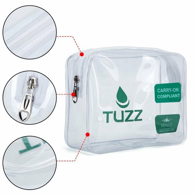 TUZZ TSA Approved Clear Travel Toiletry Bag Quart Bags With Zipper For Men Wo...