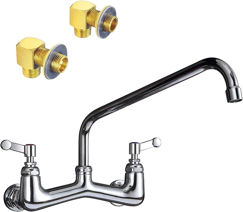 JZBRAIN Commercial Faucet 8 Inch Center with 14" Swing Spout Wall Mount Kitch..