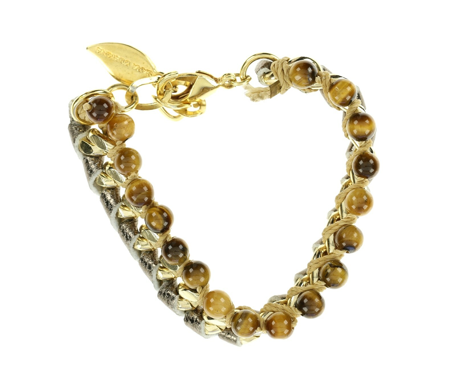 SARA DESIGNS Woven Leather & Beads Chain Bracelet 133516