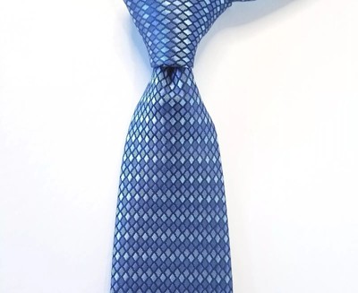 Hickey Freeman Handsome Blue & Black Diamond Print Men's Tie 3'' x 59 1/4''