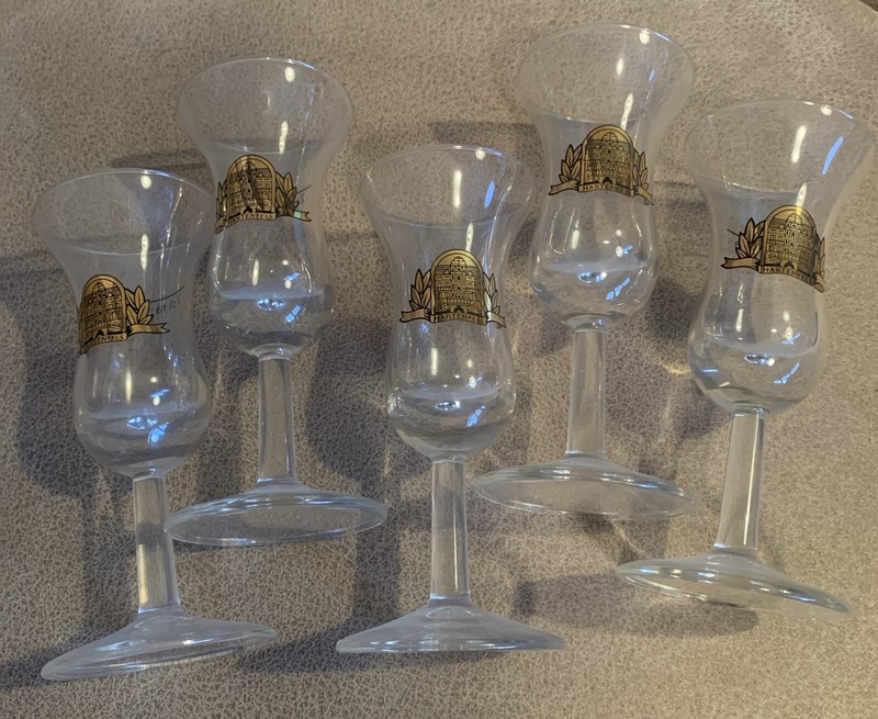 5x Schnapsglas Andenkenglas Souvenir Hartenfels Gold LikÃ¶Rglas Shotglas Stiel