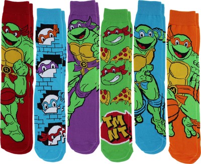 Мужские повседневные носки Teenage Mutant Ninja Turtles, 6 упаковок, Размер 8-12