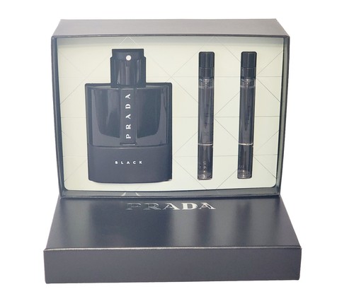 PRADA LUNA ROSSA BLACK ( 3.4OZ EDP + 2 X 10ML Edp) 3PC GIFT