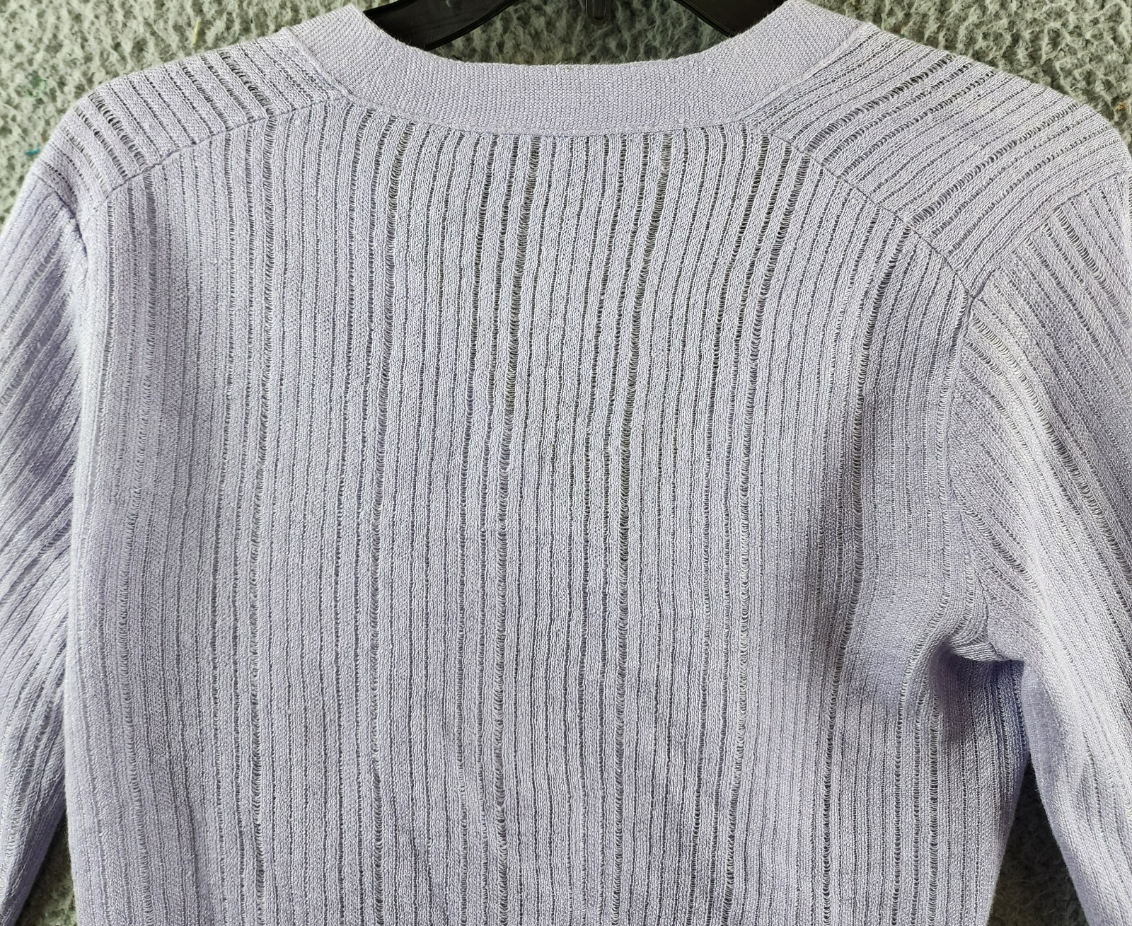 Theory Cropped Cardigan Women's P Soft Iris V-Neck Linen Blend Button Front L/S - Picture 14 of 14