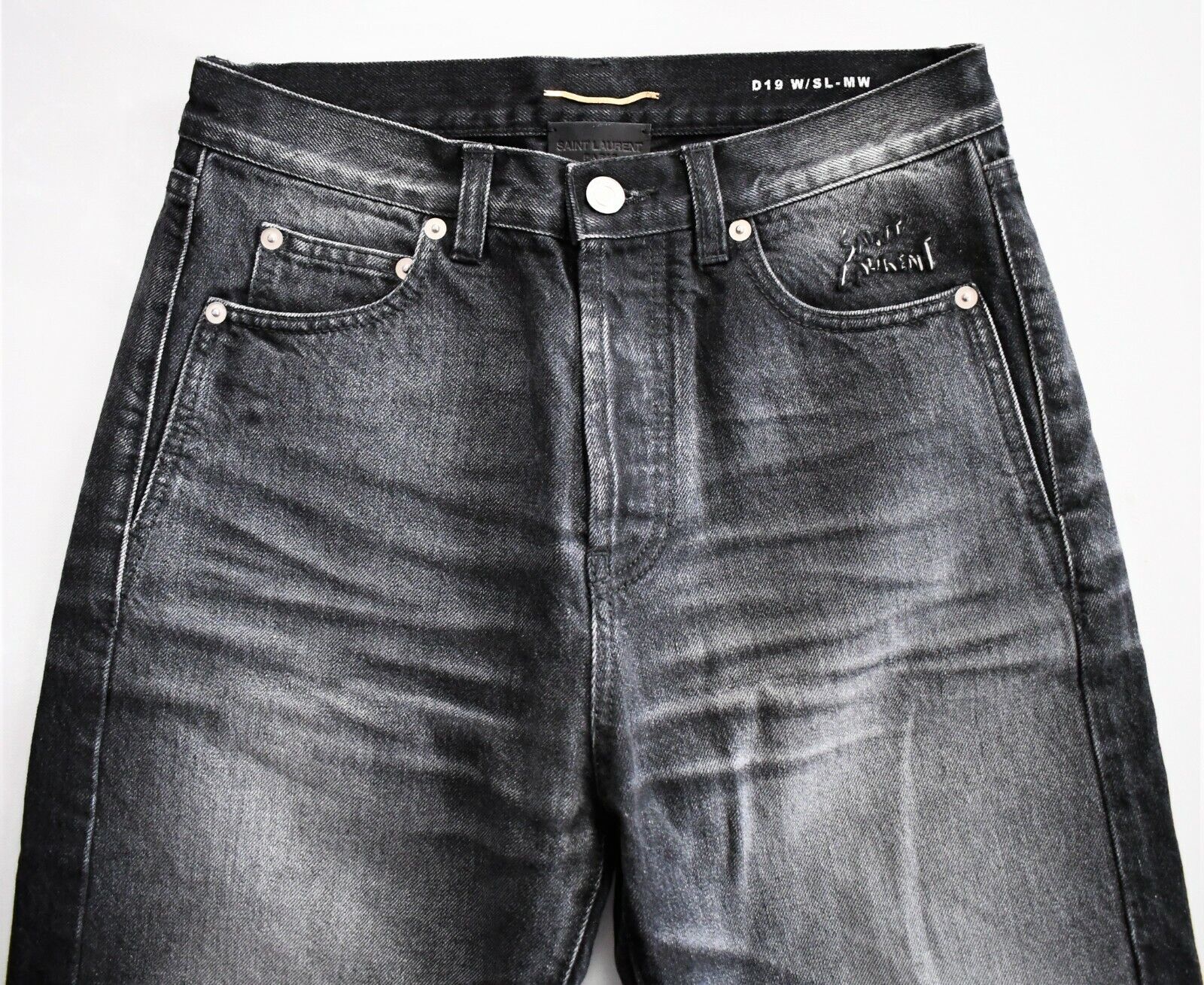 New SAINT LAURENT Paris D19 W/SL-MW Black SLIM HIGH WAIST New SAINT LAURENT Paris D19 W/SL-MW Black SLIM HIGH WAIST