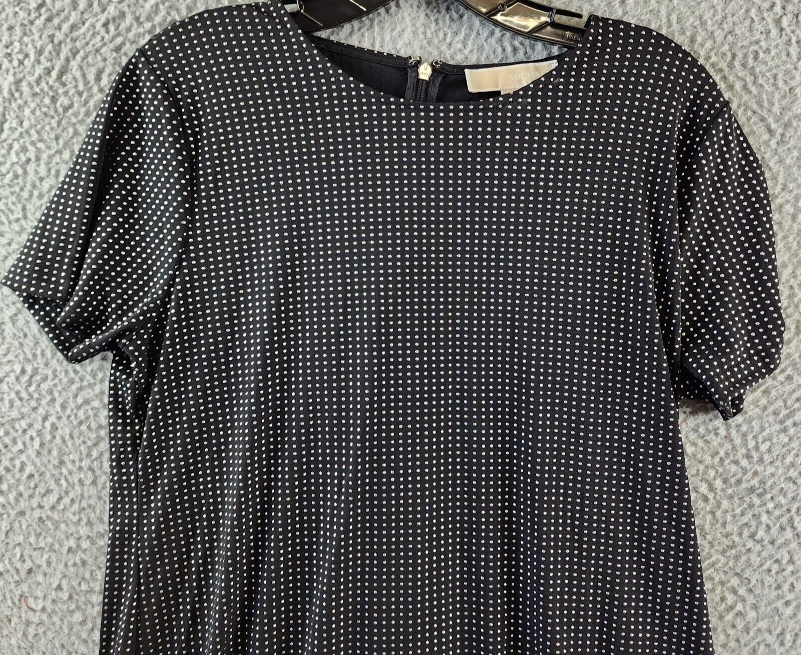 Michael Michael Kors Polka Dot Dress Women's PL Black/White Zip Closure S/S~ - Picture 4 of 13