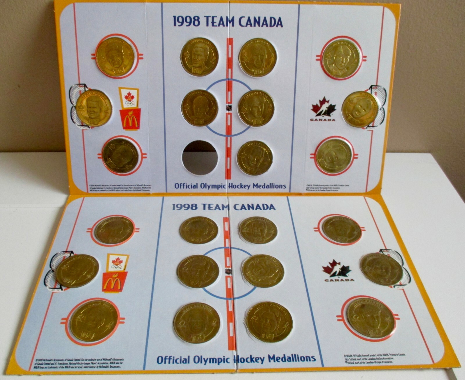 McDonalds-1998 Team Canada Olympic Hockey Medallions as shown - REDUCED $2.00