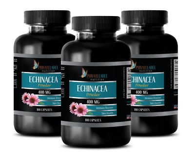Echinacea Extract 400mg - Helps Body Stay Healthy & Active - 3 Bottles 300 Caps