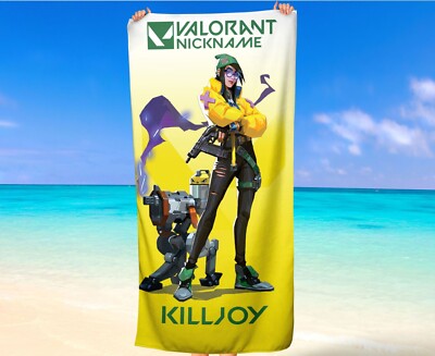 Valorant KillJoy Personalized Nickname Beach Towels Video Game Sport Gift Custom