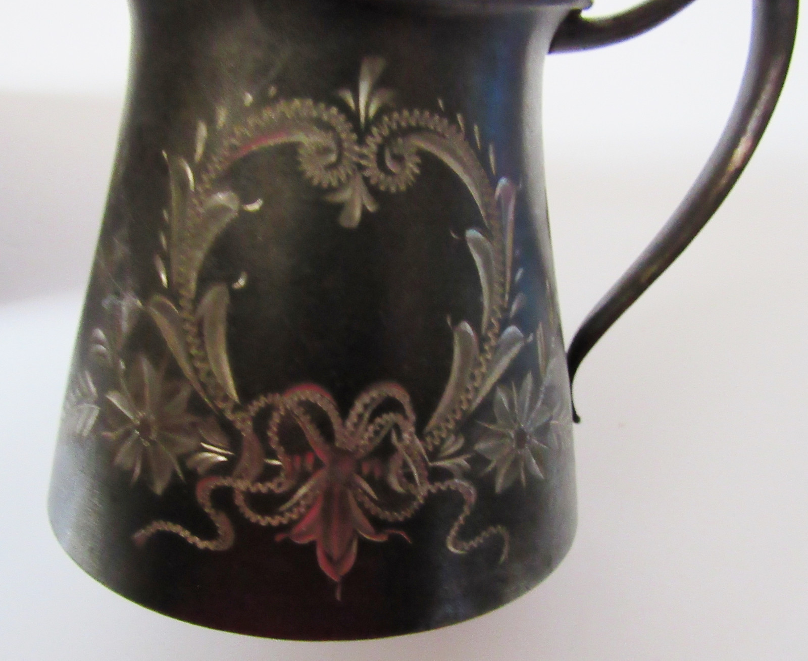 Antique Rockford Quadruple Silver Plate  1500 Etched  Sugar Creamer circa 1880