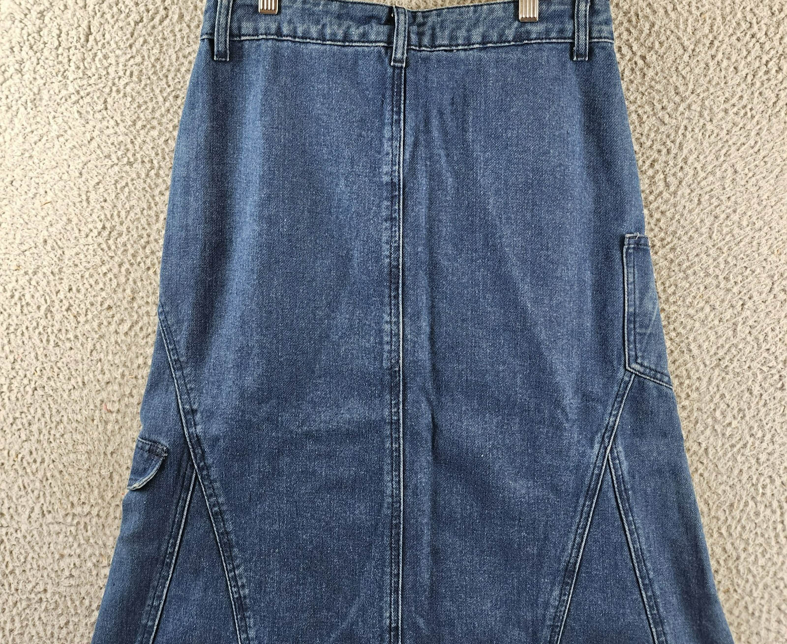 Gracia Front Slit Long Denim Skirt Women's M Blue Heather Side Pocket Button Zip - Picture 14 of 15