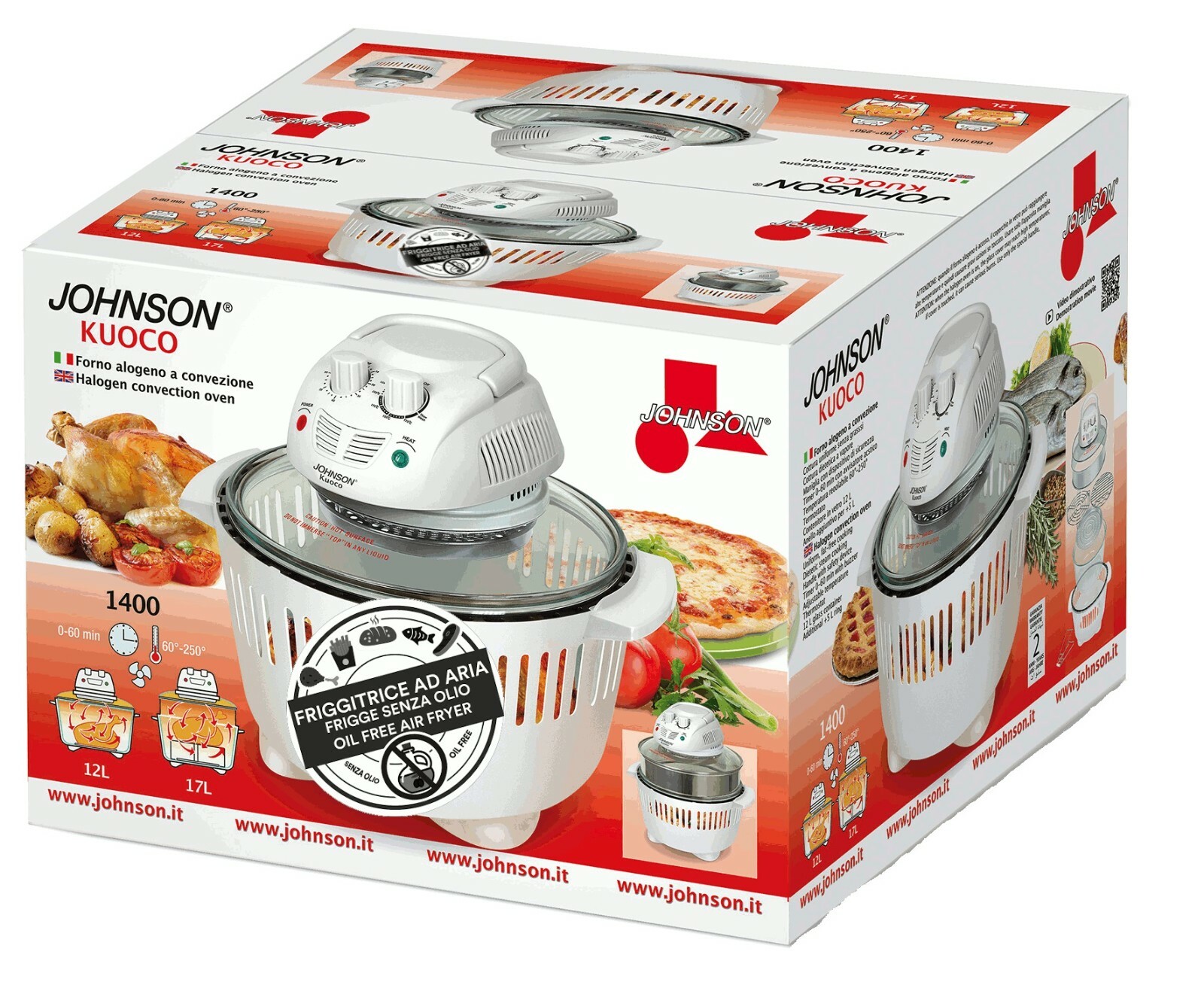 Johnson Kuoco Forno Fornetto Alogeno Ventilato Friggitrice Aria Calda 1400w lin