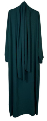 Ladies Abaya With Scarf Attached Comfortable Modest Dress For Prayer UK8-18