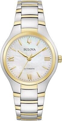 Bulova Women's Automatic Stainless Steel Classic Silver Gold Watch 34mm 98L297