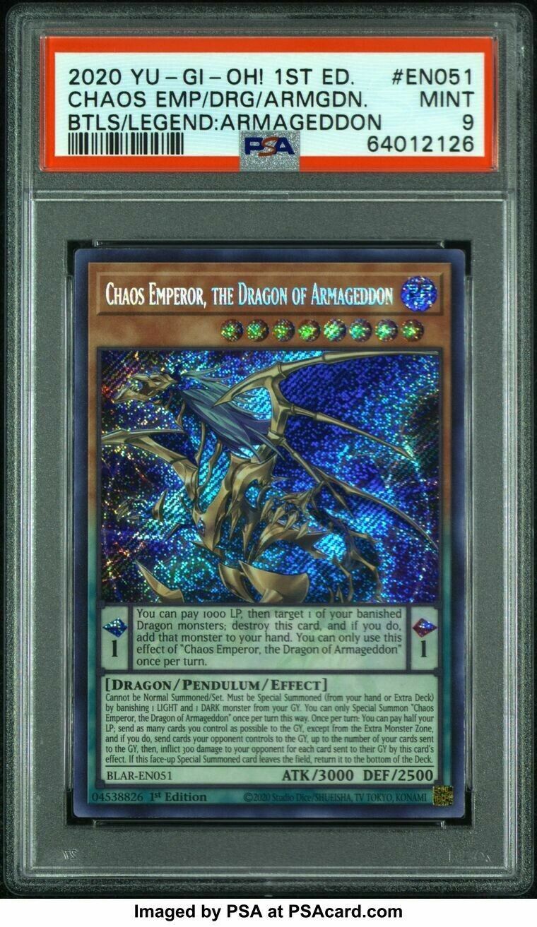 PSA 9 完好Chaos Emperor,The Dragon of Armageddon BLAR-EN051 PSA 9 完好Chaos Emperor,The Dragon of Armageddon BLAR-EN051