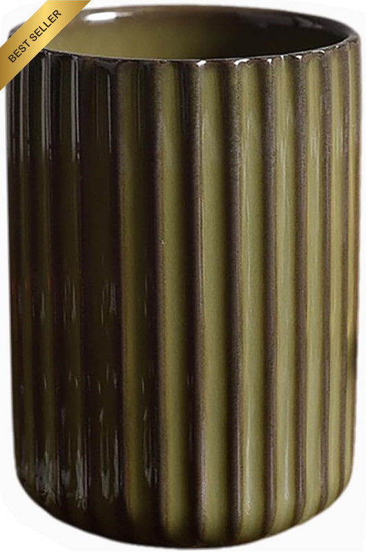 Vinitage Ceramic Mug, Japanese Tea Cup 10Oz Striped Cup No Handle Drinking Cup f
