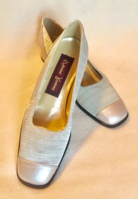 Denise James Silver Flats Fabric & Leather sz 7 N