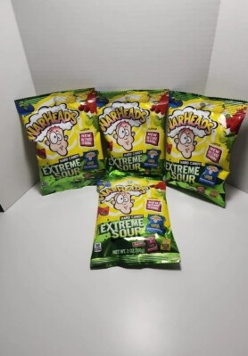 Warheads Extreme Sour Hard Candy Assorted Flavors 2oz Bag (4 Bags) 8 Oz Total 