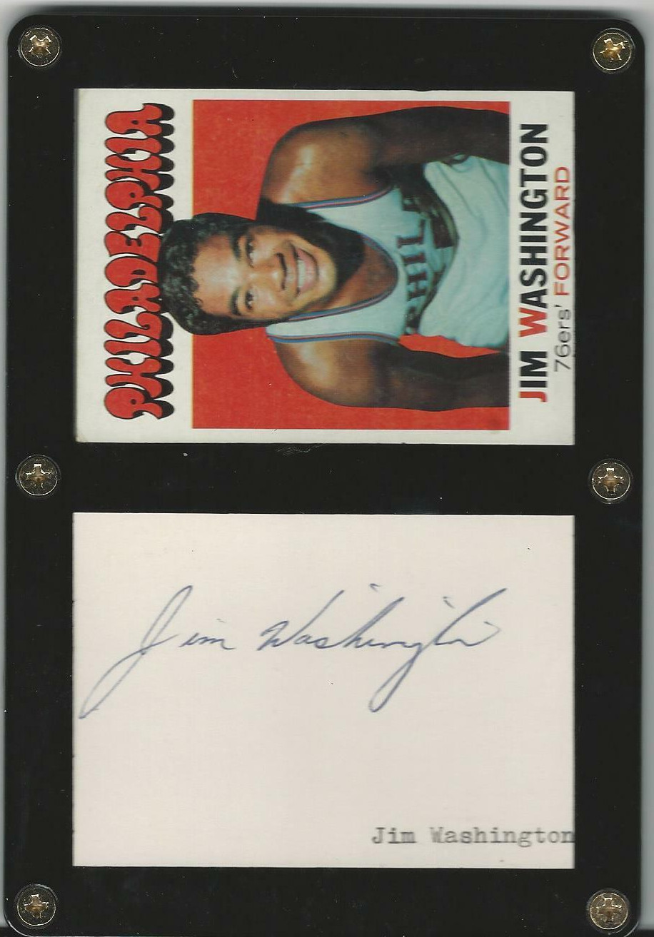 1971-72 Topps - #28 Jim Washington, Philadelphia 76'ers with authentic autograph