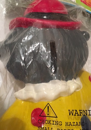 CUTE COLORFUL Vintage Plastic 7.5” CLOWN BANK New Seal Yellow Polka Dots