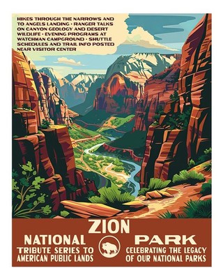 Zion National Park Retro Poster Wall Art Print Premium Quality