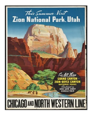 Retro Zion National Park Travel Poster Wall Art Print Premium Quality