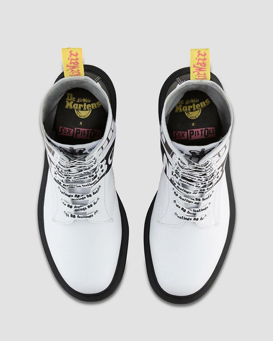 Pre-owned Dr. Martens 1490 Sex Pistols Backhand White 10-eye Boots 24785100