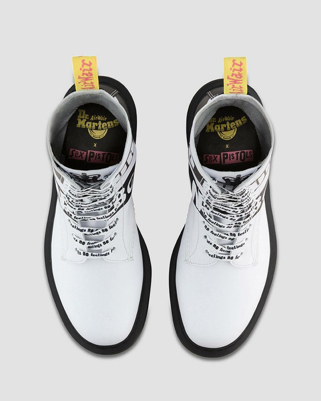 Pre-owned Dr. Martens' Dr. Martens 1490 Sex Pistols Backhand White 10-eye Boots 24785100