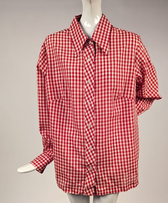 VINTAGE 1970'S RED + WHITE GINGHAM CHECK SHIRT BY LANE