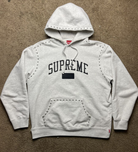 Gray Supreme FW18 Studded Collegiate Hooded Hoodie Gray Supreme FW18 Studded Collegiate Hooded Hoodie
