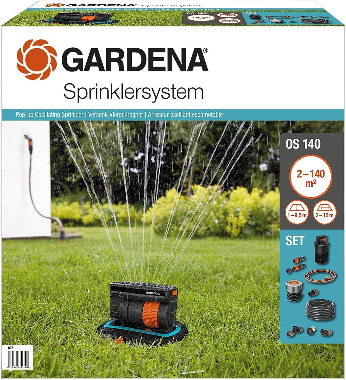 GARDENA OS 140 Complete Set with Pop-Up Oscillating Sprinkle