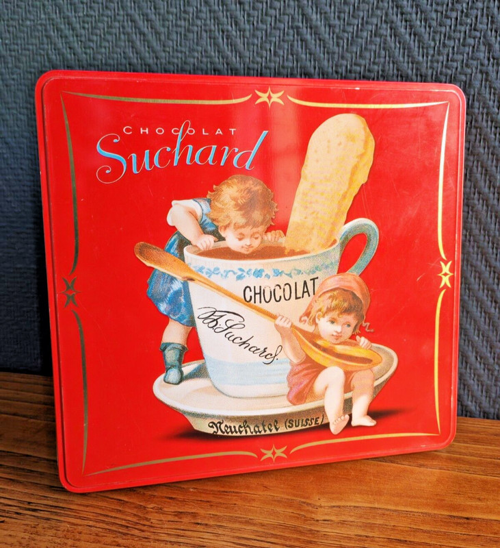 Boite Rouge Vintage En MÃ©Tal/BoÃ®Te Chocolat Suchard/BoÃ®Te Ancienne De Collection