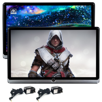 2x 14'' Android 10 Car Headrest Screen Video Player Rear Seat TV Monitor Portable
