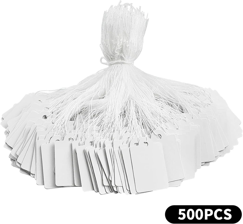 500 PCS Price Tags Clothing Price Labels, 23 X 13 Mm White Paper Hang Tags with 