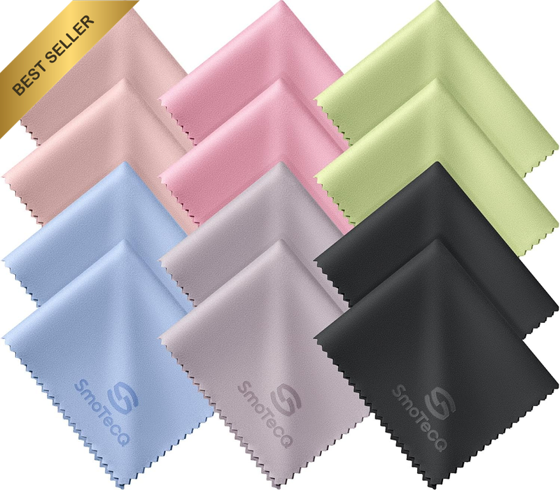 12 Pack Assorted Colors Microfiber Cleaning Cloths - Safe and Effective Cleans L