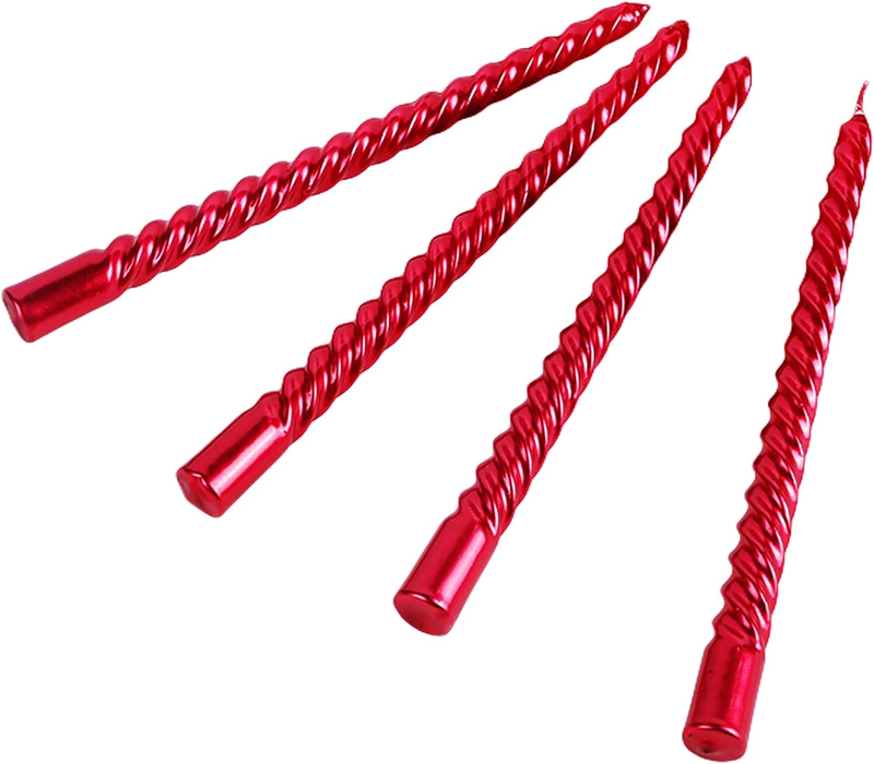 SEVEN LUCKY LIGHT Red Taper Candles, Metal Style Taper Candles Set of 4, Ture Dr