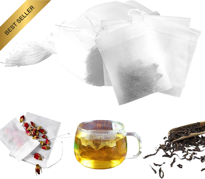 500PCS Reusable Tea Filter Bags with Drawstring, Empty Tea Bags, Reusable Tea Ba
