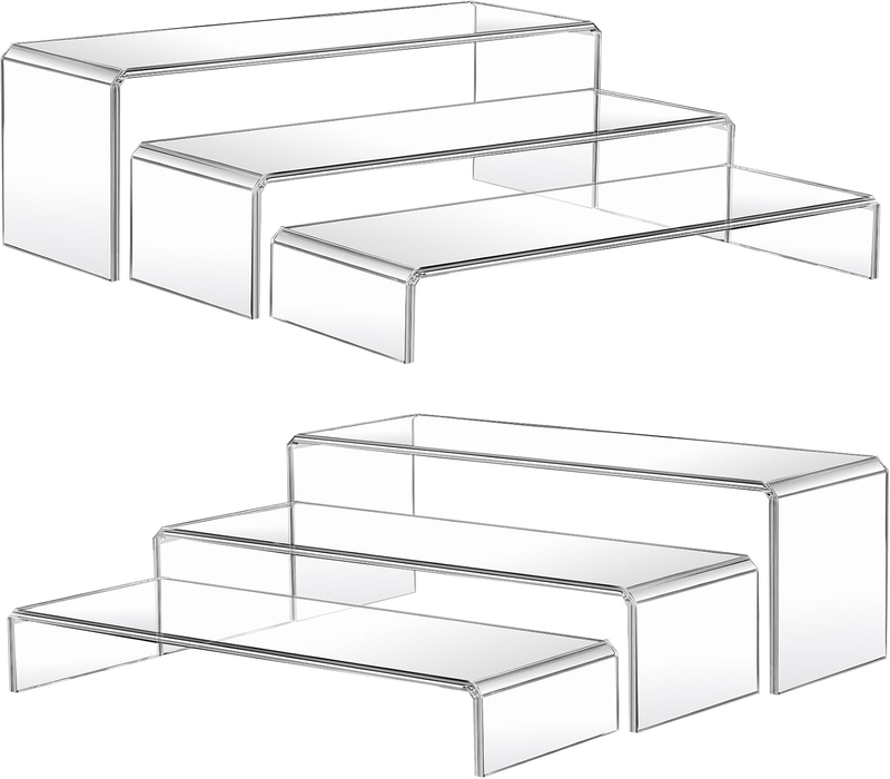 Acrylic Risers for Display, 6 Pcs Clear Display Stand Risers, Multifunction Acry