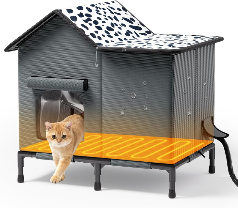 Heated Cat Houses for outside Cats, Winter Insulated Weatherproof Outdoor Cat Heated House Shelter for Indoor Outdoor Feral Stray Barn Cats (25