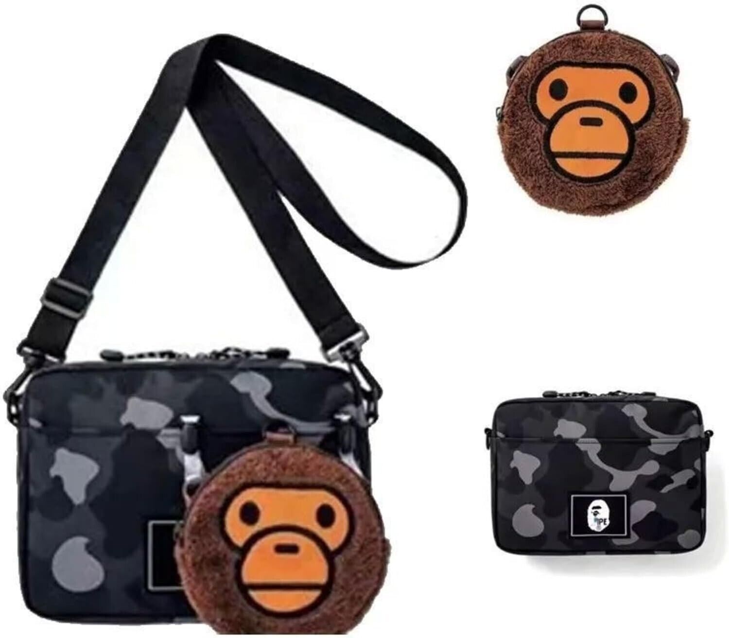 BAPE KIDS by A Bathing Ape BAPE Shoulder Bag & Milo Pochette BAPE KIDS by A Bathing Ape BAPE Shoulder Bag & Milo Pochette