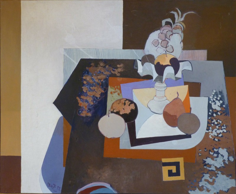 Lamberto Lenzi (1936) Hst 60x73cm 1982 Figuration Narrative Cubisme Italie