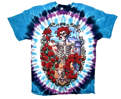 Grateful Dead 30th Anniversary Tie Dye Liquid Blue Music T-Shirt Size Large