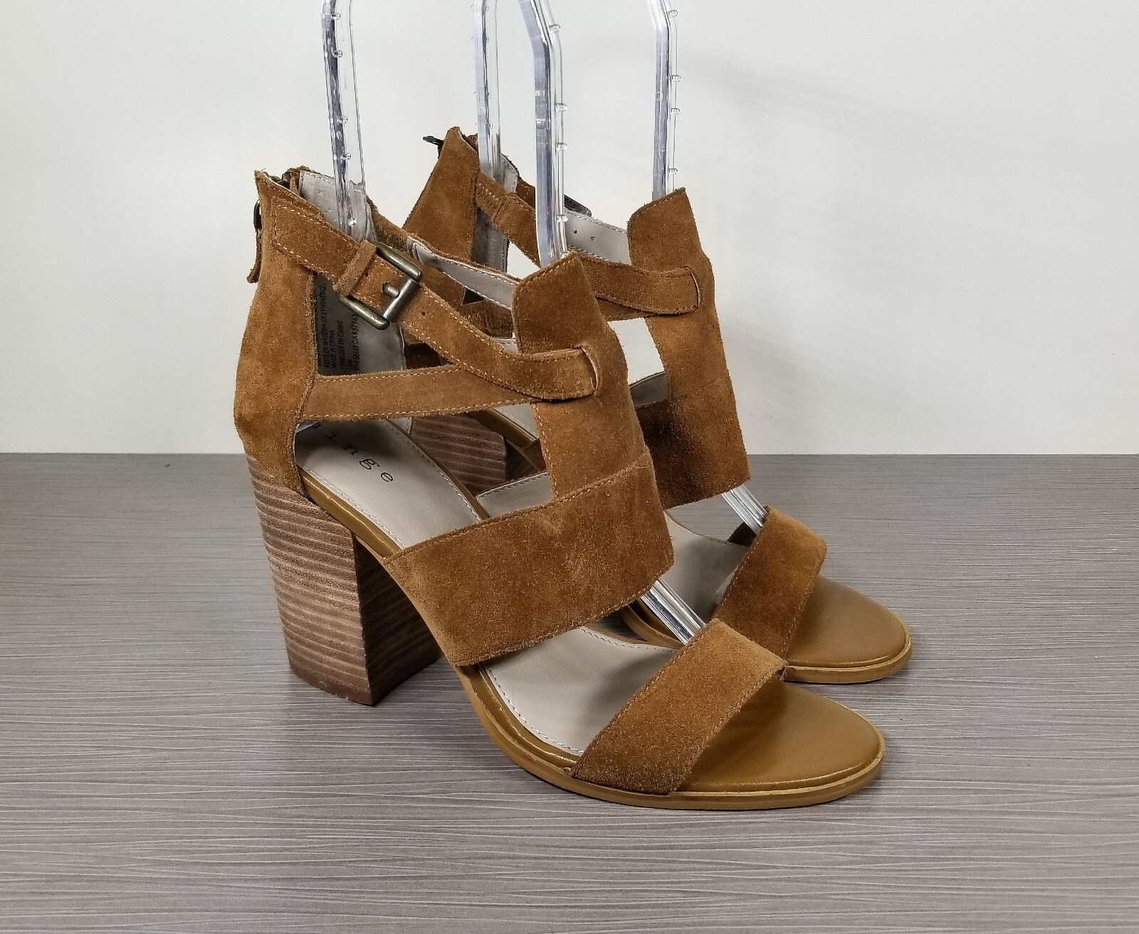 Hinge Cora Block Heel Sandal, Chestnut Suede, Womens Size 10 M