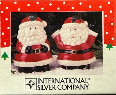 Vintage Happy Santa Claus Salt & Pepper Shakers Ceramic International Silver Co.