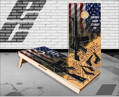 Come and take it American Flag Gun Rights Cornhole Boards Bean Bag Toss Game