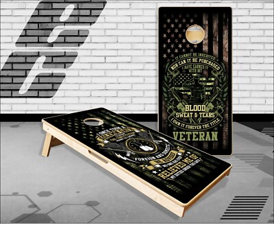 Patriotic Veteran Oath Flag Cornhole Boards Bean Bag Toss Game