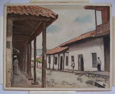 FEDERICO BRANDT - Architectural Landscape Painting - Venezuela - Circa 1927