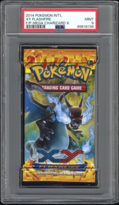 PSA 9 MINT Pokemon XY Flashfire (Mega Charizard X) Sealed Foil Booster Pack 2014